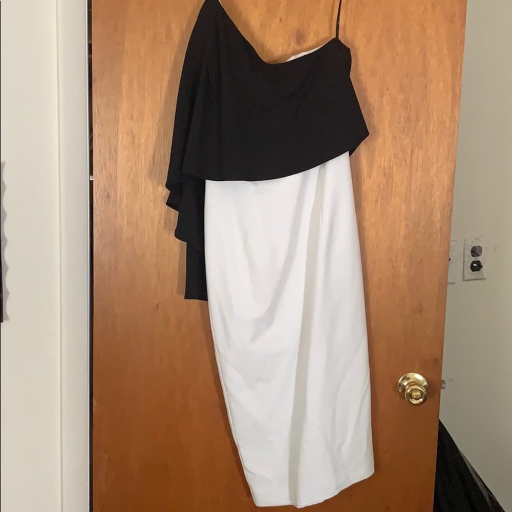 Black and white cape dress